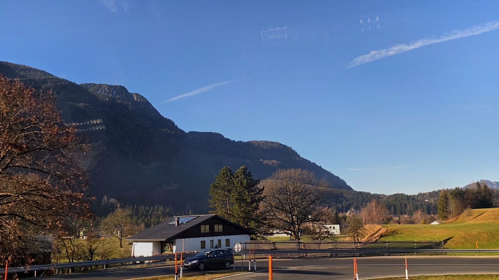 Austrian alps with a roadside chalet