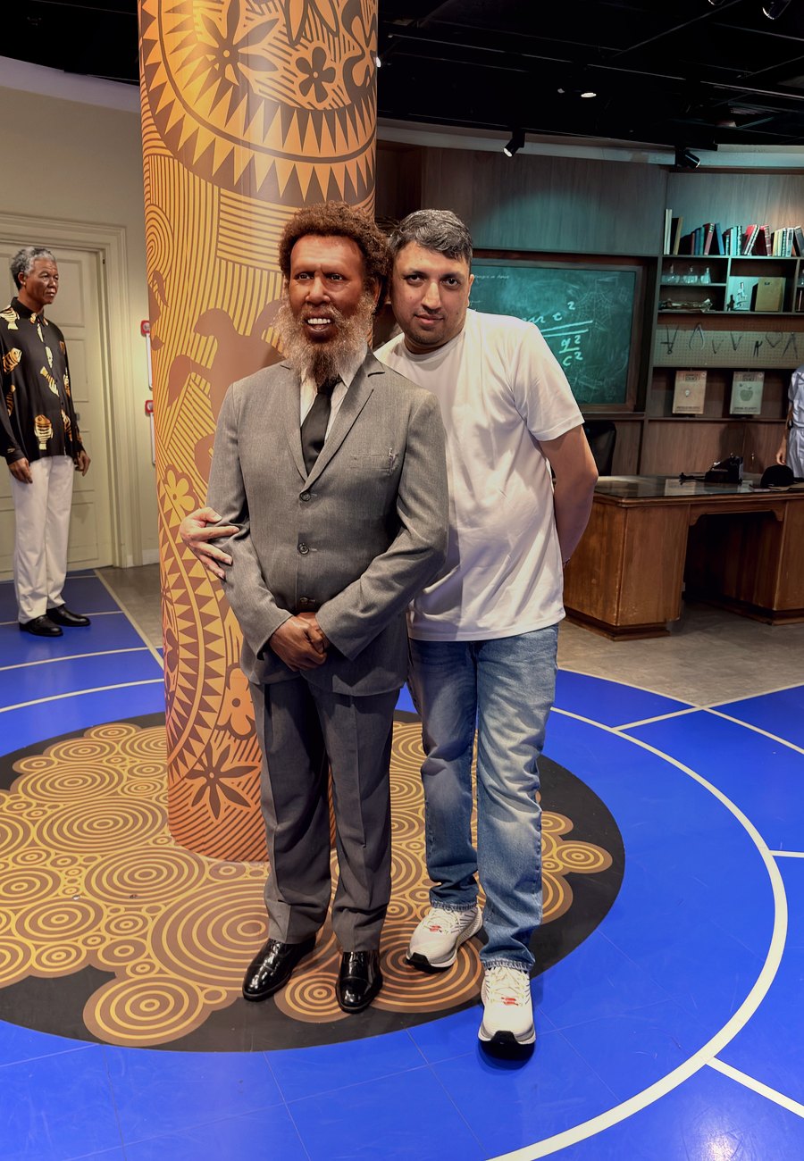 With a wax figure of Rajinikanth